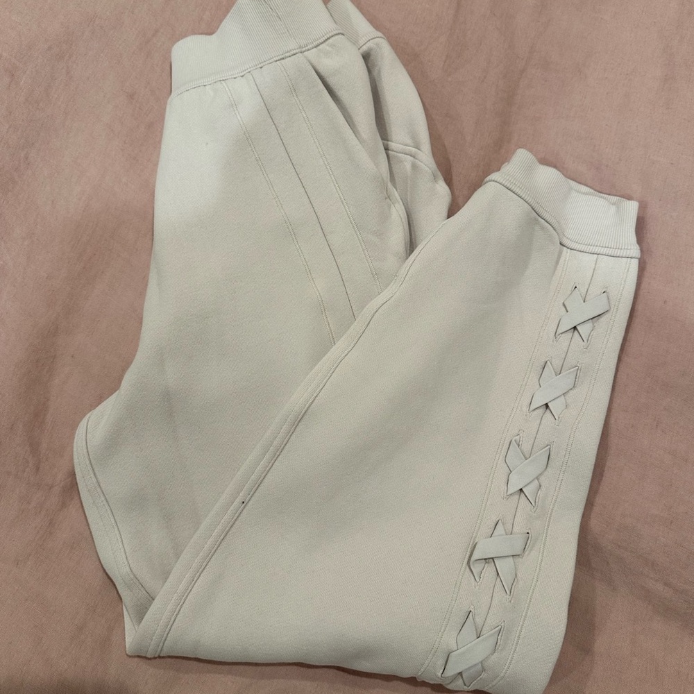 Lululemon Cream Sweatpants with Side Lace Detail